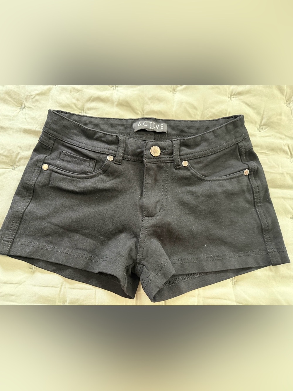 Active USA Black Stretch Jean-Style Shorts